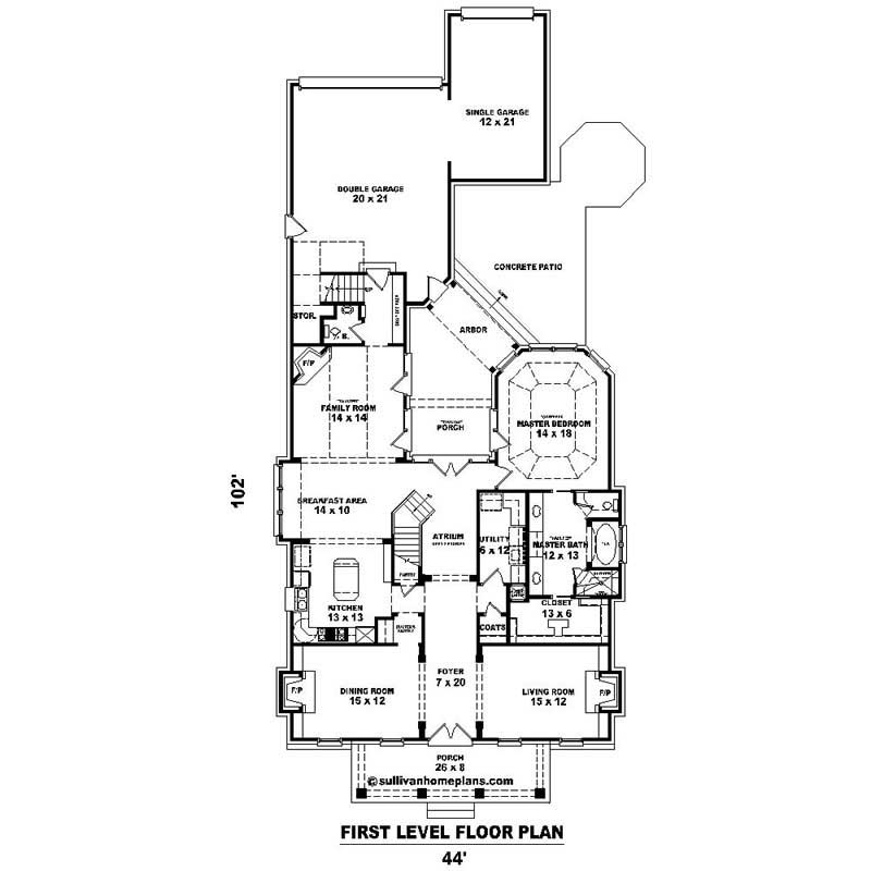 Floor Plan First Story of Colonial Plan #170-1513
