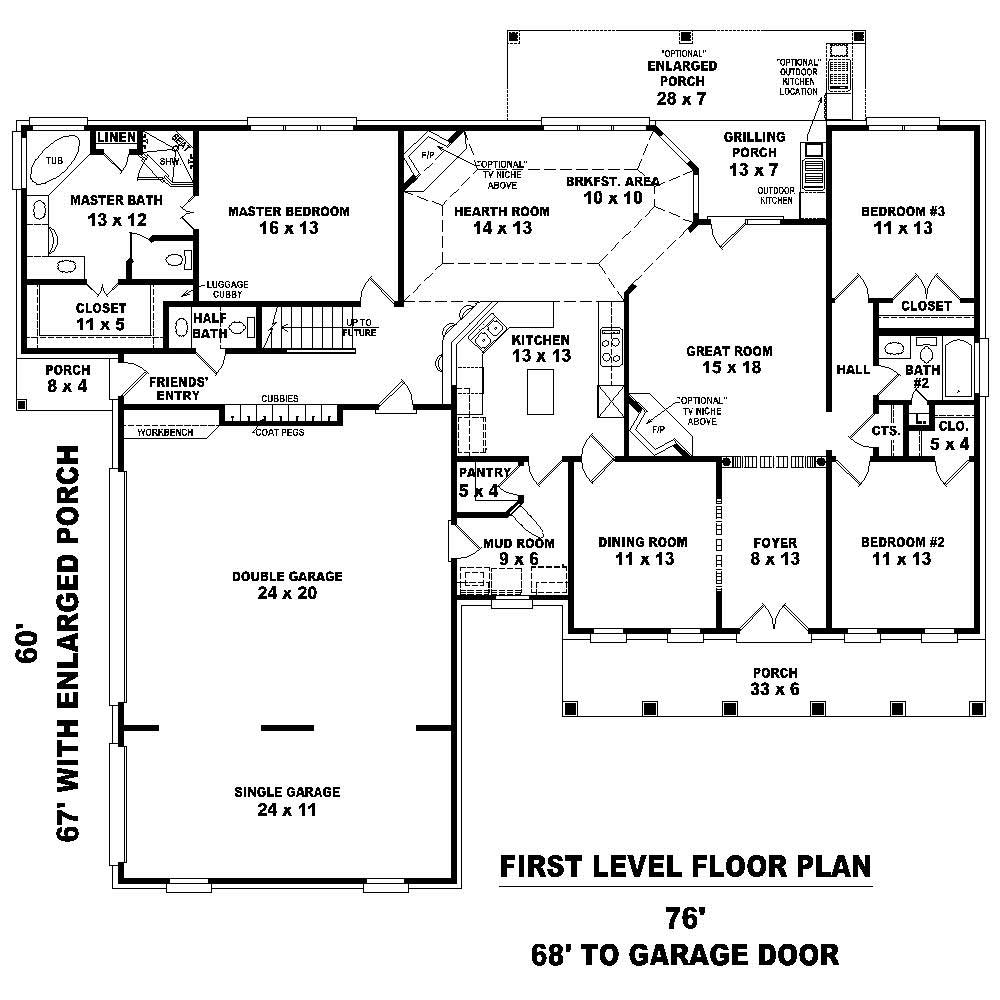Floor Plan First Story of Cape Cod Plan #170-1516
