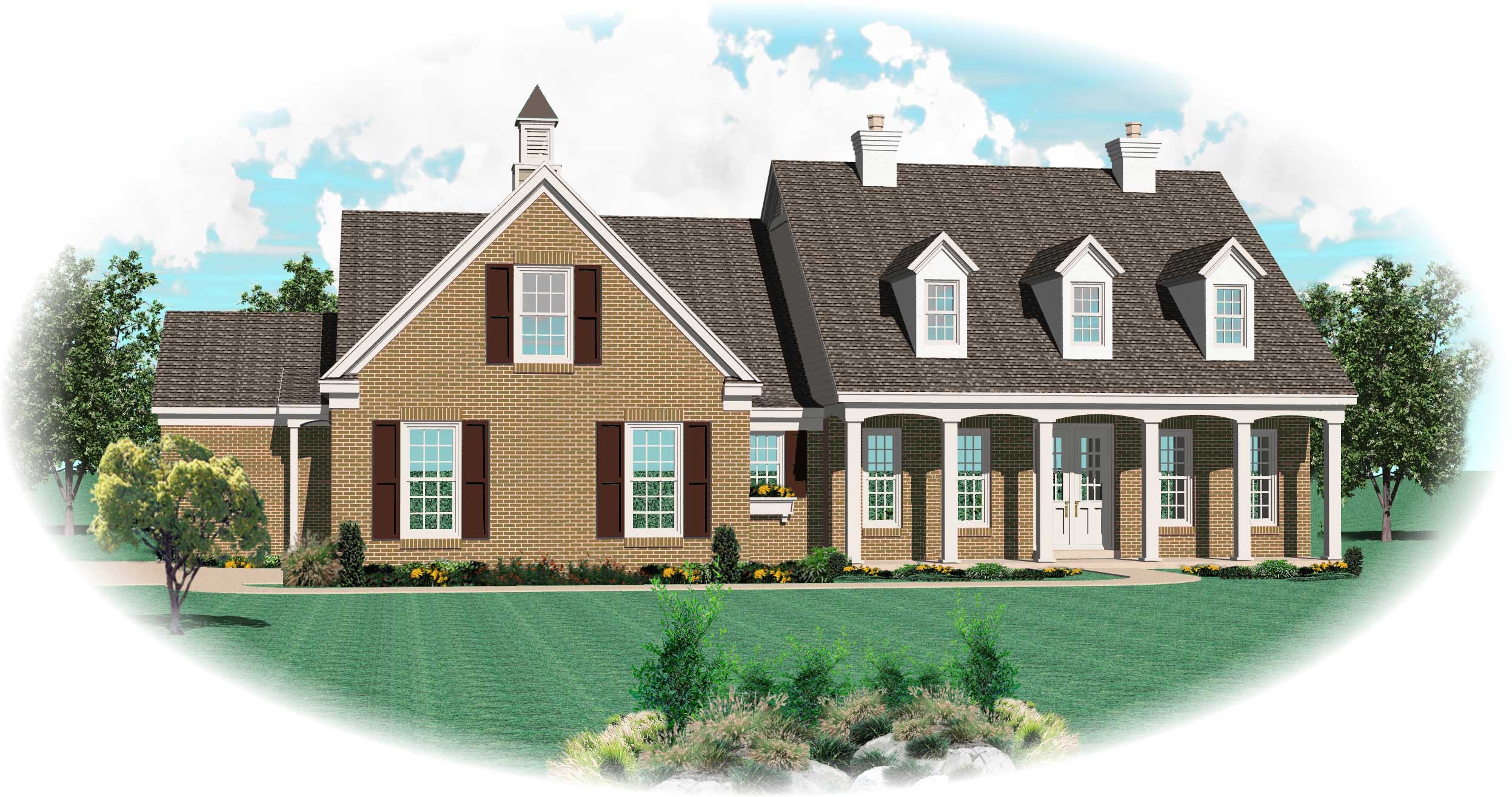 Front view of Cape Cod home (ThePlanCollection: House Plan #170-1516)