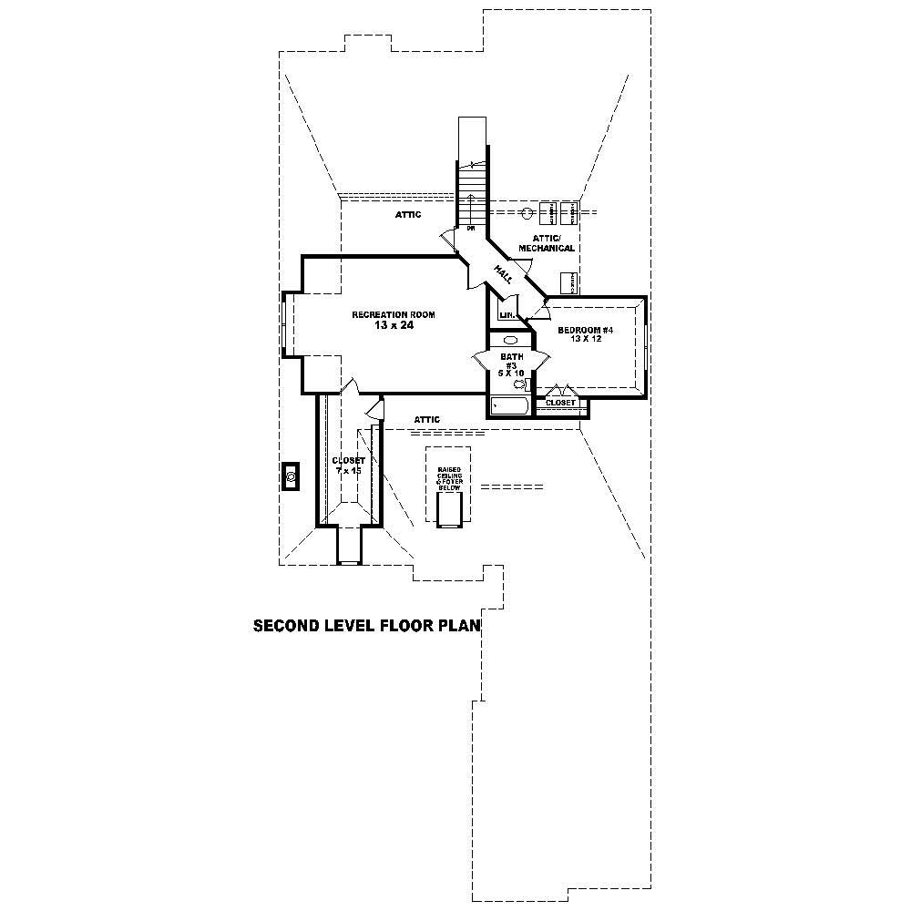 Floor Plan Second Story of French Plan #170-1517