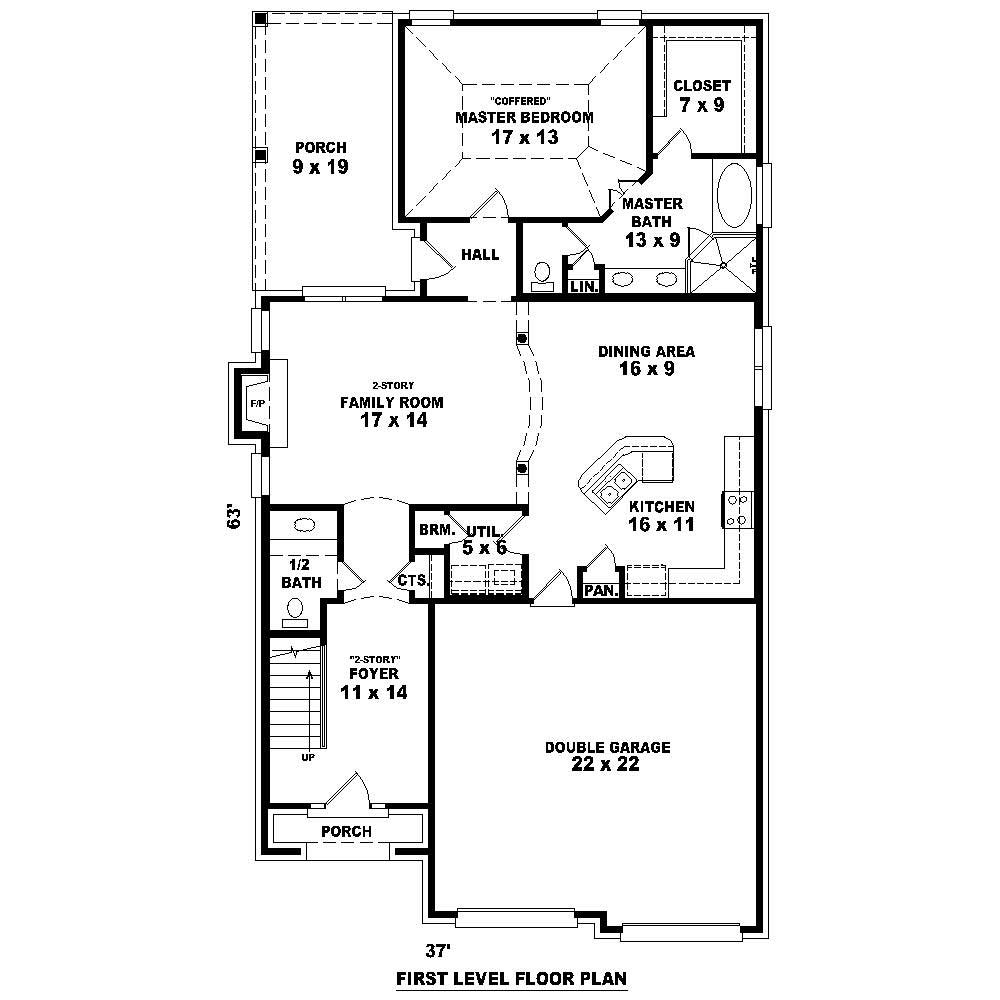 Floor Plan First Story of Cape Cod Plan #170-1519