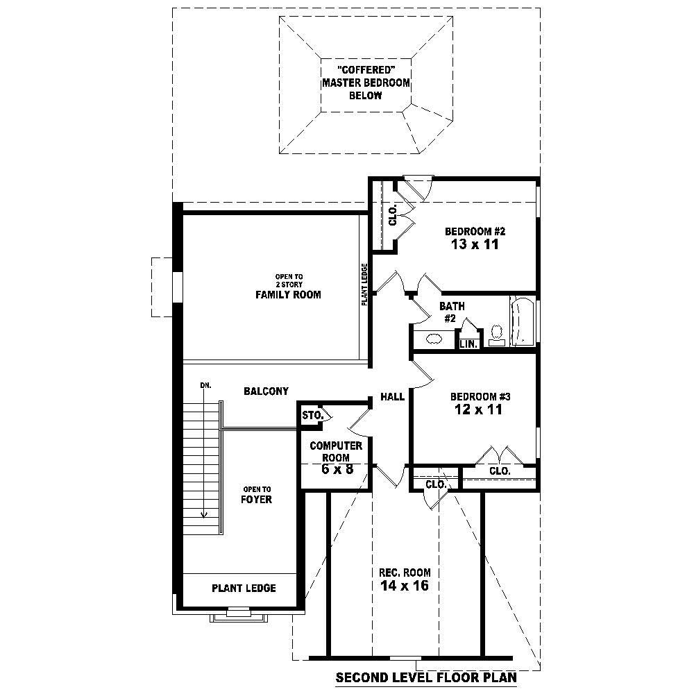 Floor Plan Second Story of Cape Cod Plan #170-1519