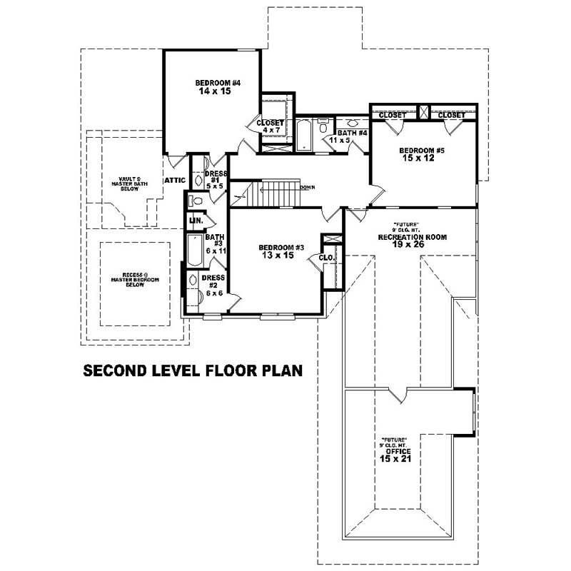 Floor Plan Second Story of Southern Plan #170-1521