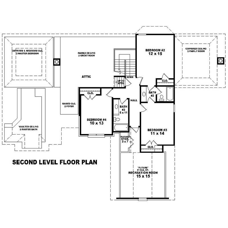 Floor Plan Second Story of Southern Plan #170-1522
