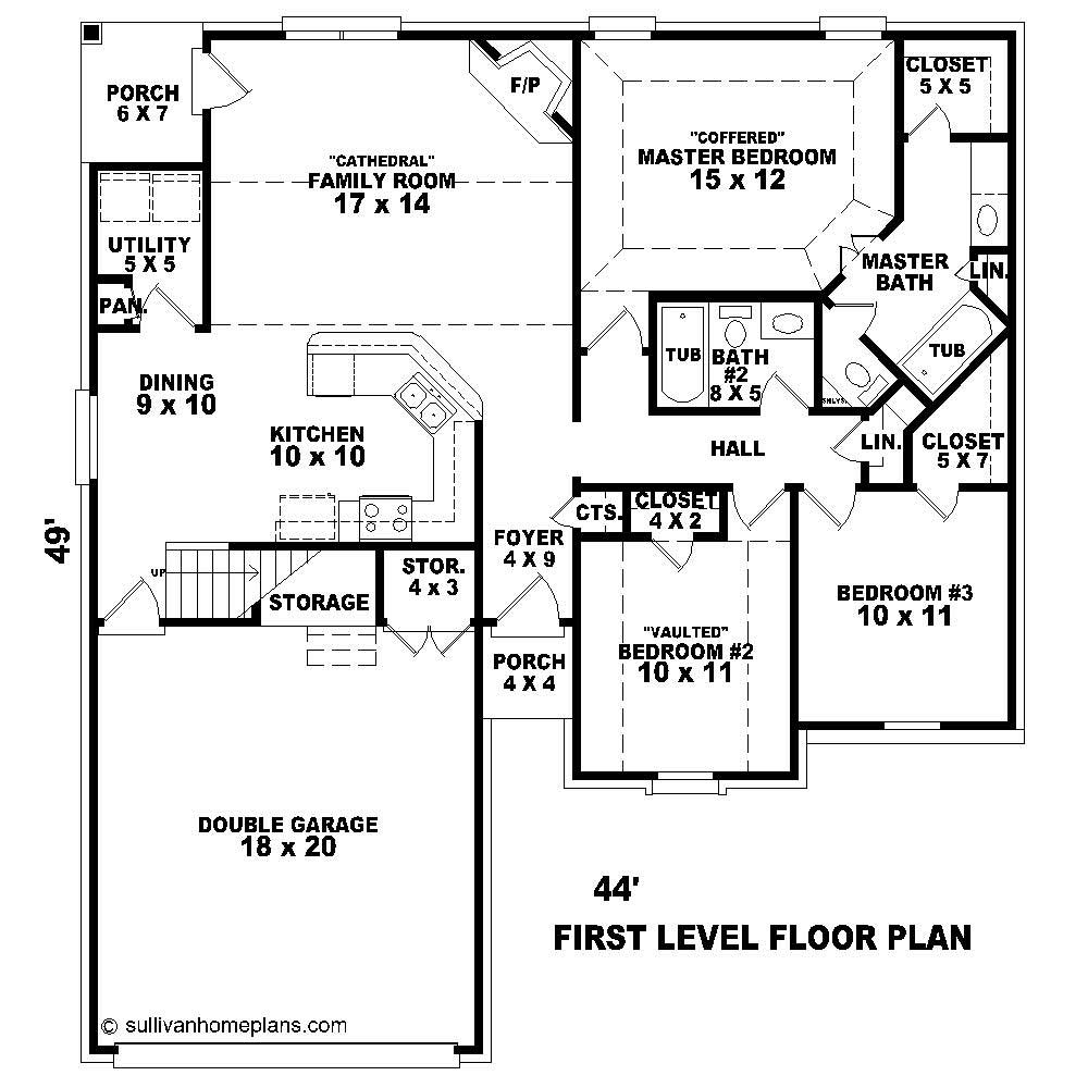 Floor Plan First Story of Cape Cod Plan #170-1527