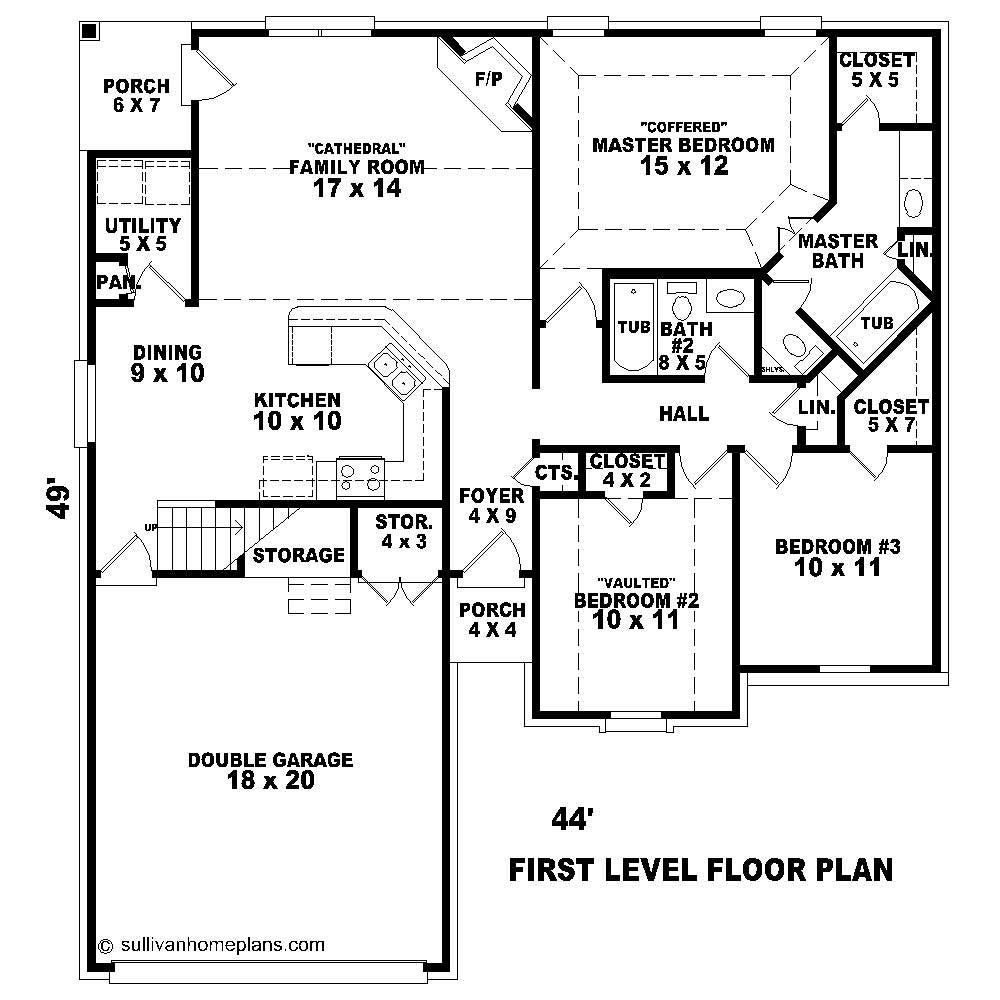 Floor Plan First Story of Cape Cod Plan #170-1528