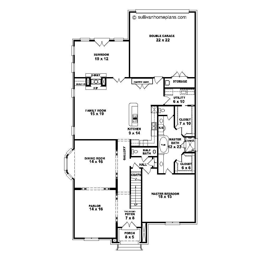 Floor Plan First Story of Country Plan #170-1537