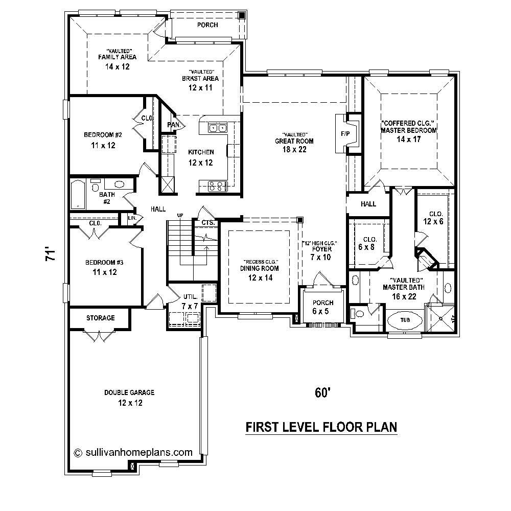 Floor Plan First Story of French Plan #170-1540