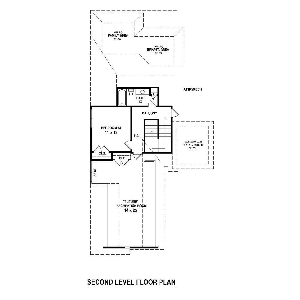 Floor Plan Second Story of French Plan #170-1540