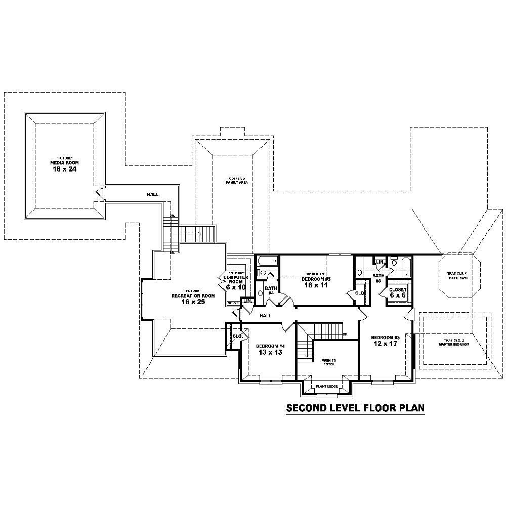 Floor Plan Second Story of French Plan #170-1543