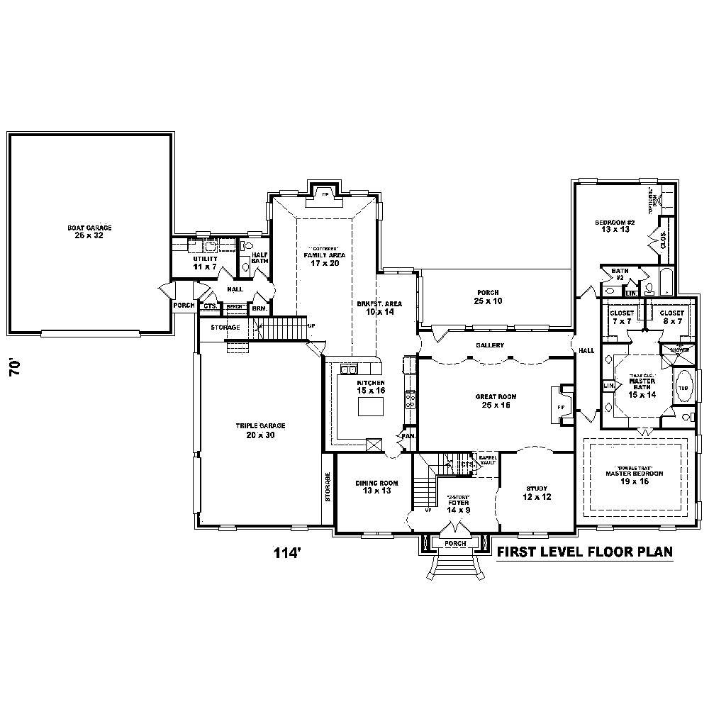 Floor Plan Main Level of French Plan #170-1543