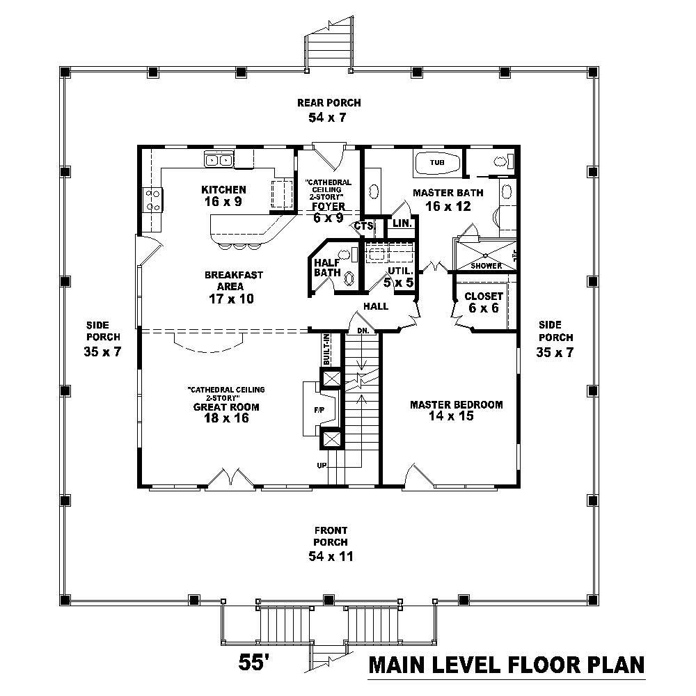 Floor Plan First Story of Country Plan #170-1545