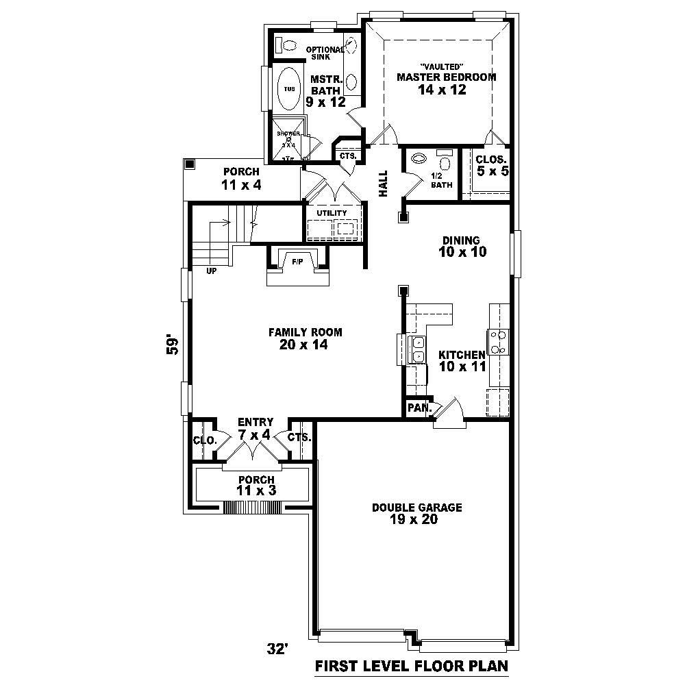 Floor Plan First Story of Cape Cod Plan #170-1549