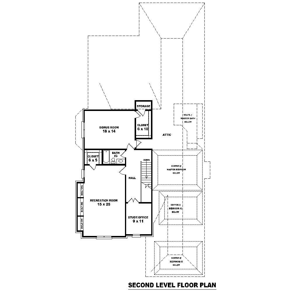 Floor Plan Second Story of Country Plan #170-1552