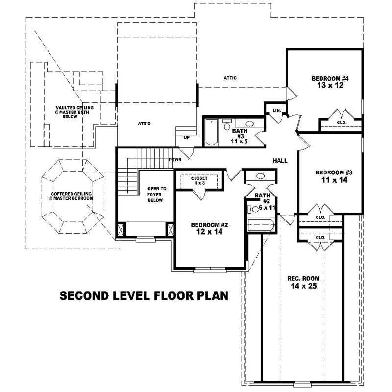 Floor Plan Second Story of Southern Plan #170-1556