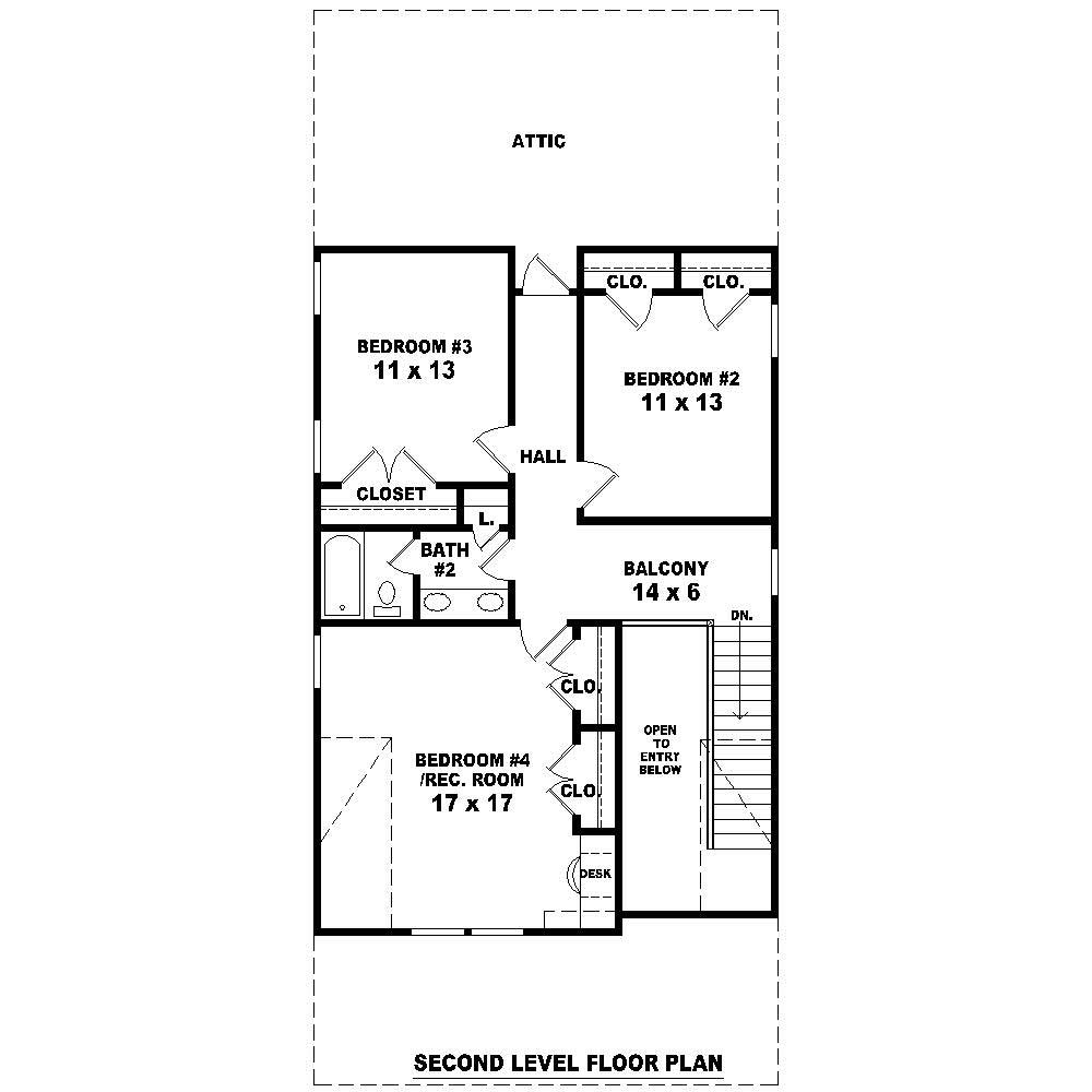 Floor Plan Second Story of Cape Cod Plan #170-1558