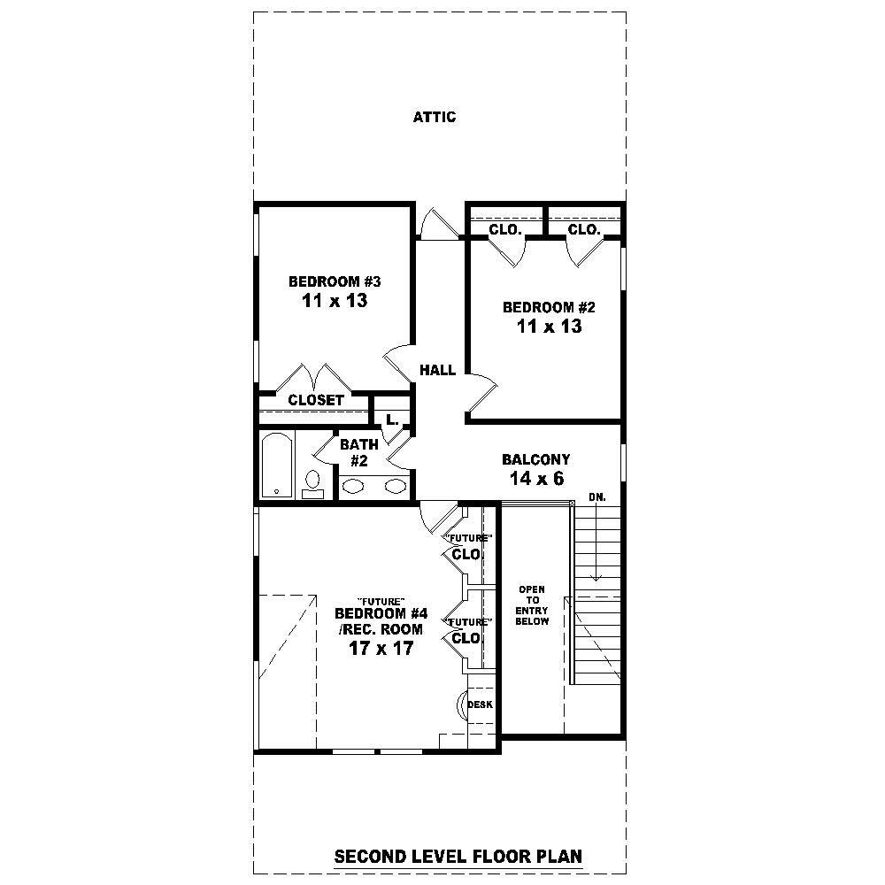 Floor Plan Second Story of Cape Cod Plan #170-1559