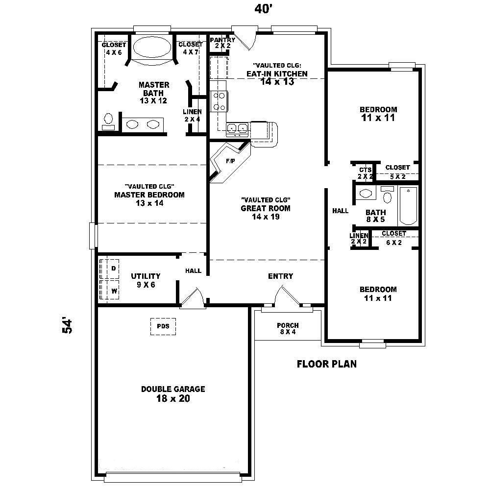 Floor Plan First Story of Ranch Plan #170-1561
