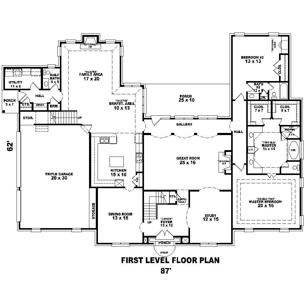 Floor Plan First Story of French Plan #170-1573