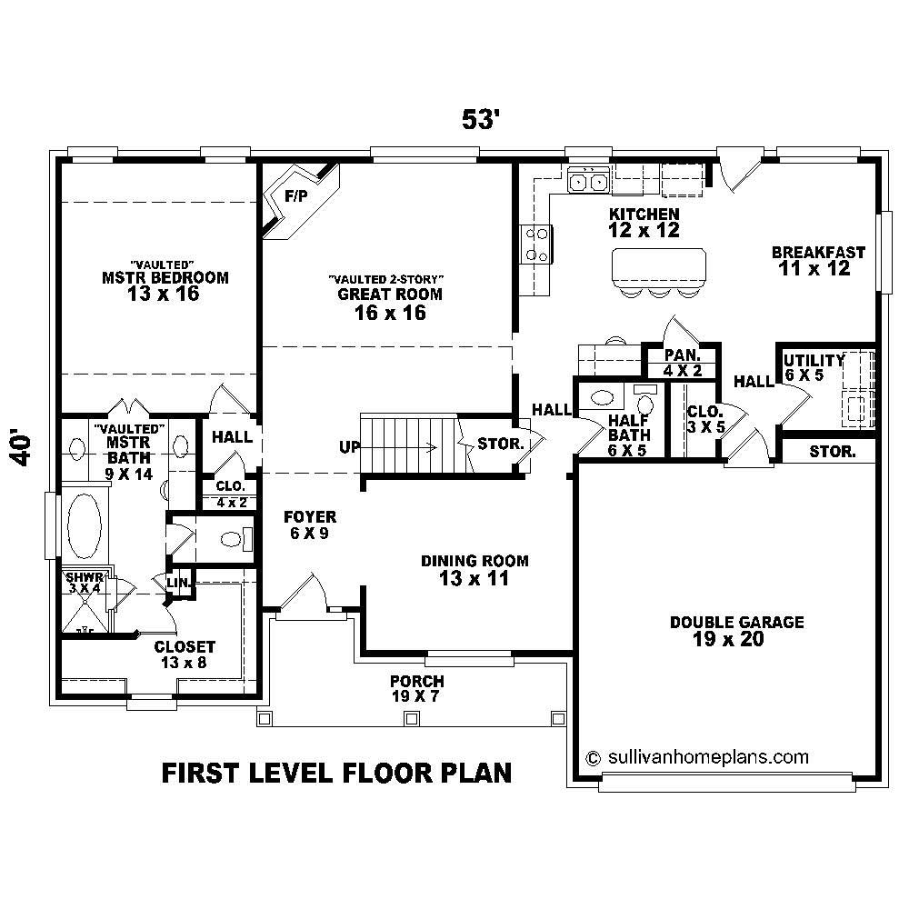 Floor Plan First Story of Cape Cod Plan #170-1576