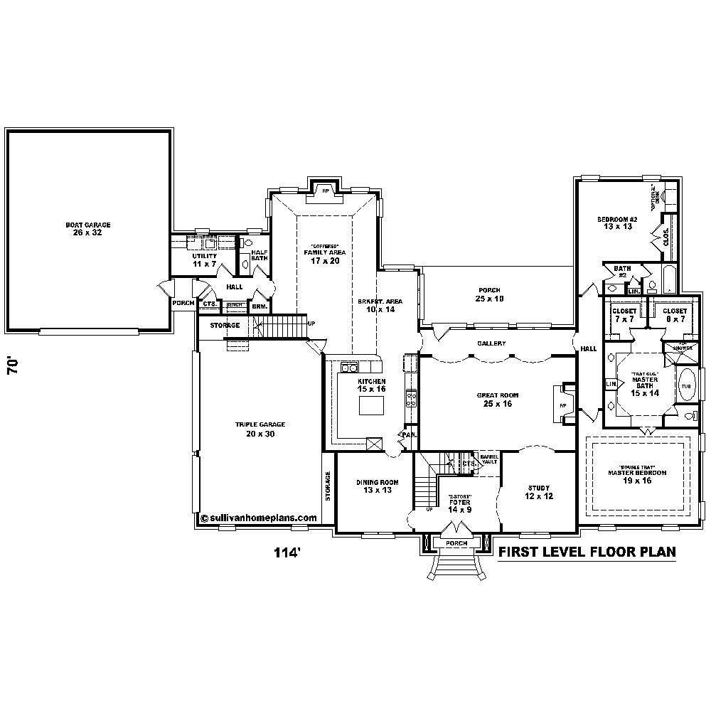 Floor Plan First Story of French Plan #170-1579
