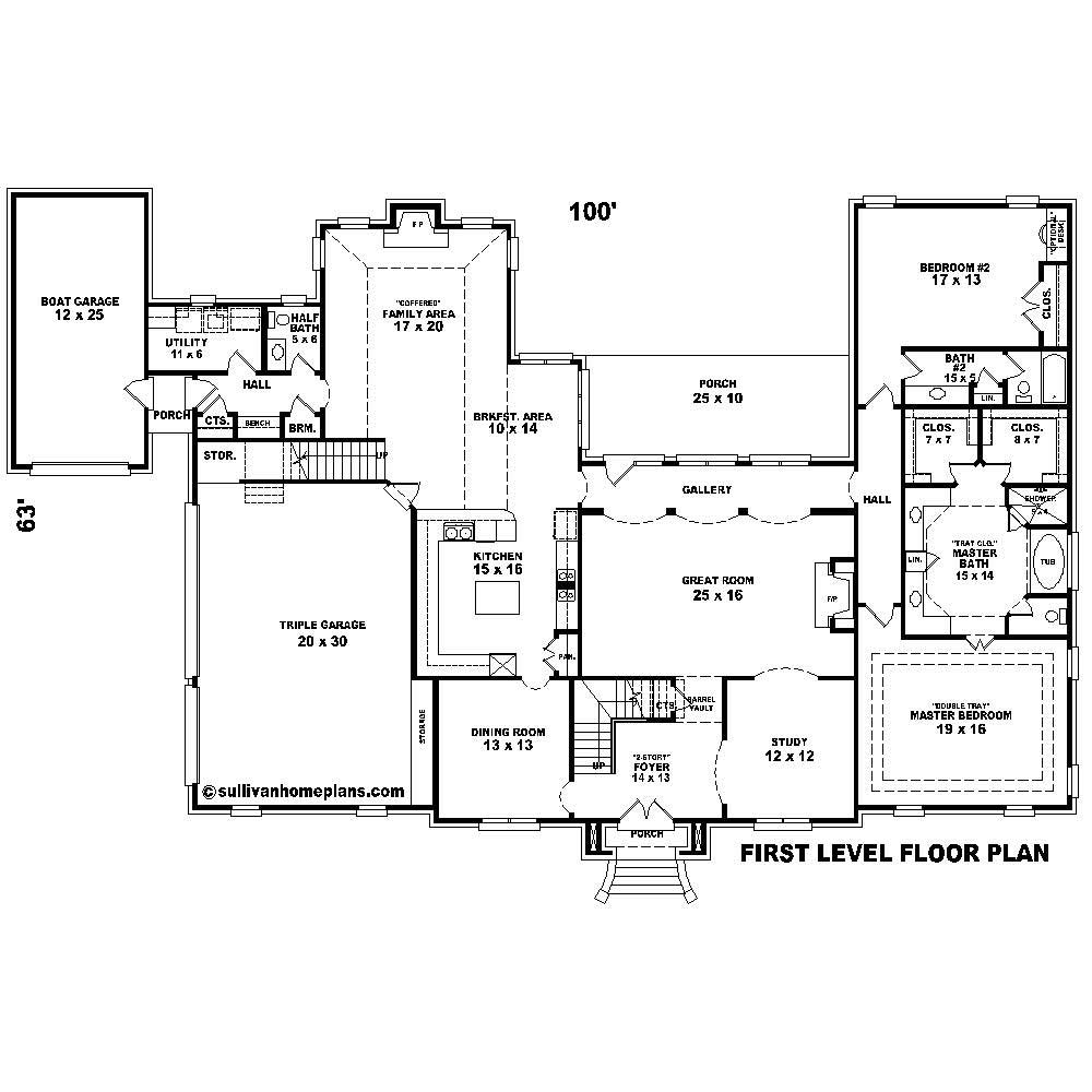 Floor Plan First Story of Country Plan #170-1580