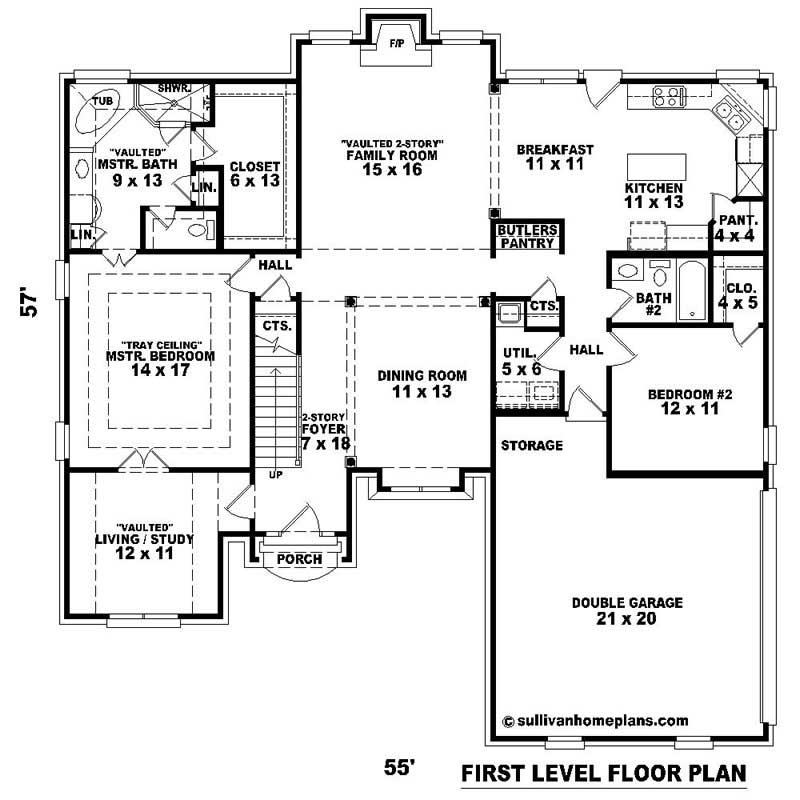 Floor Plan First Story of Southern Plan #170-1583