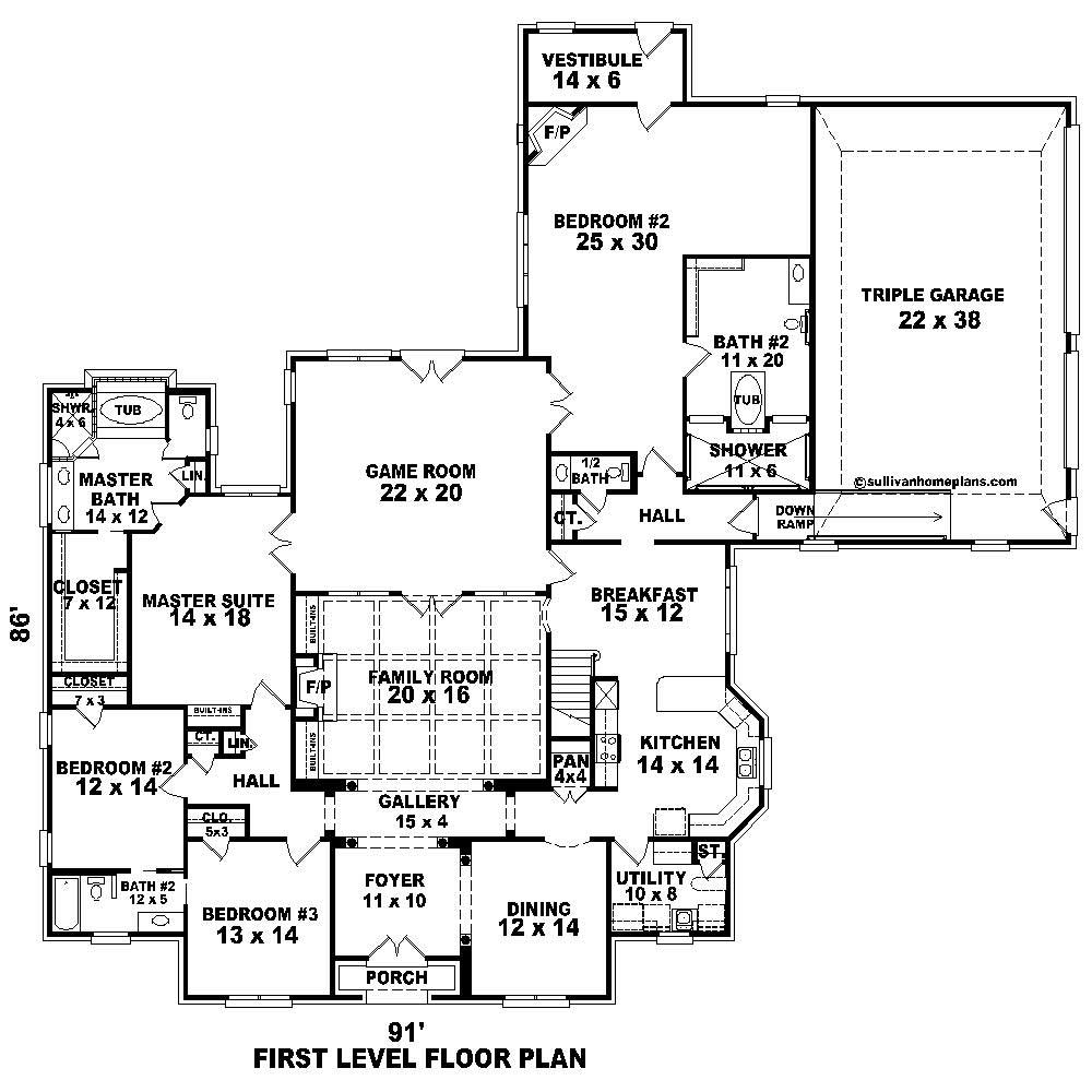 Floor Plan First Story of Country Plan #170-1584