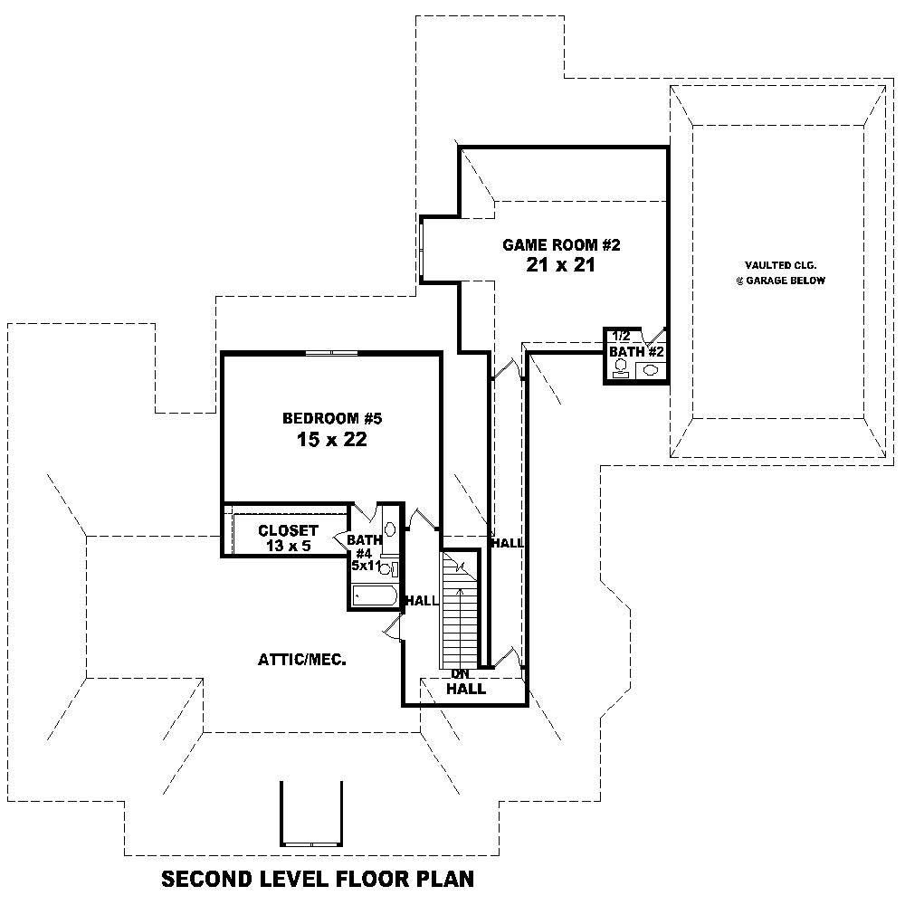 Floor Plan Second Story of Country Plan #170-1584
