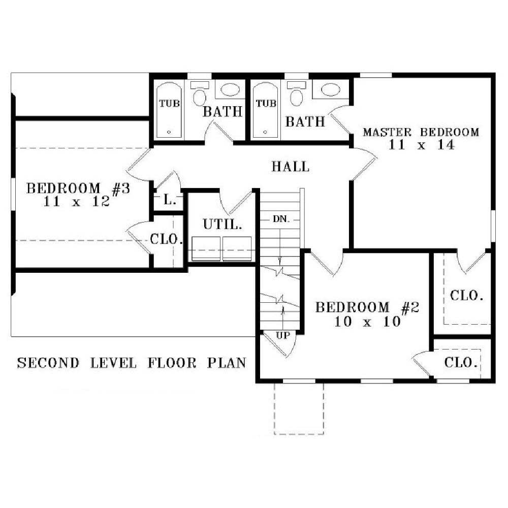 Floor Plan Second Story of Country Plan #170-1588