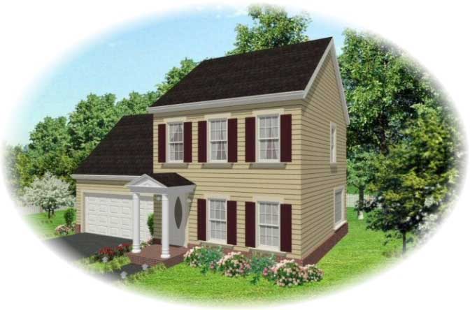 Front view of Country home (ThePlanCollection: House Plan #170-1588)