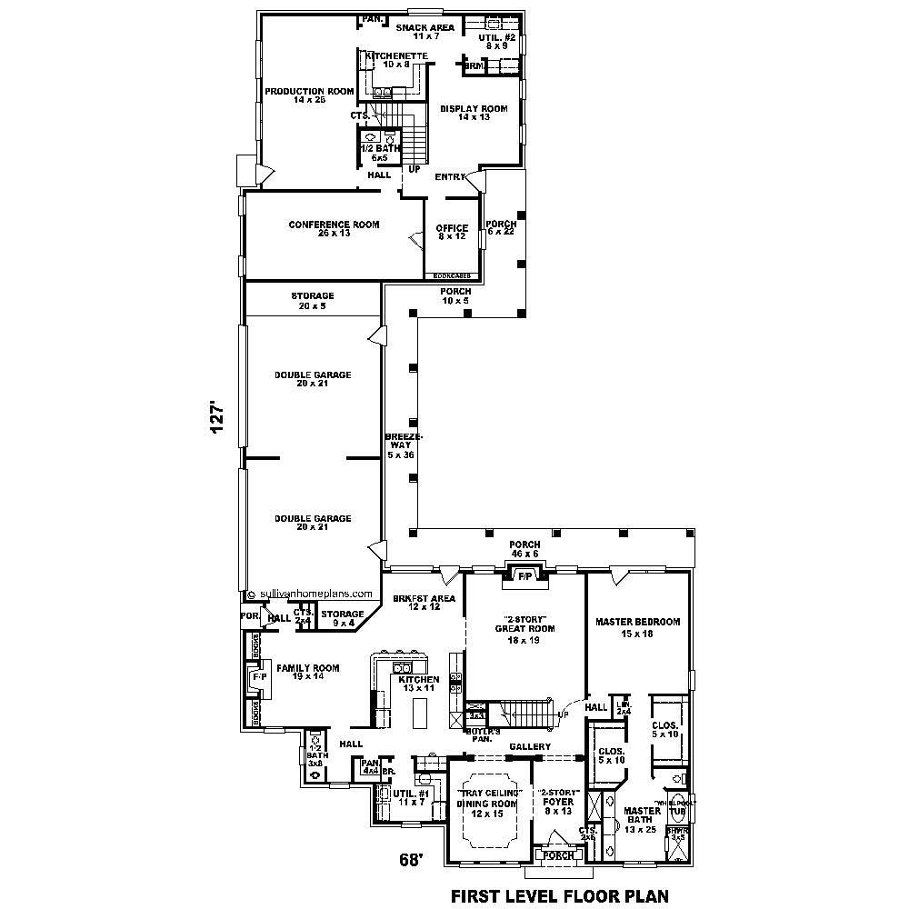 Floor Plan First Story of French Plan #170-1589