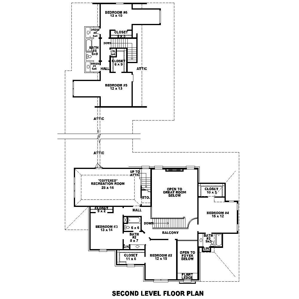 Floor Plan Second Story of French Plan #170-1589