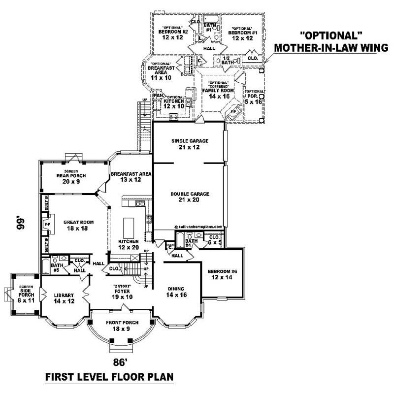 Floor Plan First Story of Luxury Plan #170-1592
