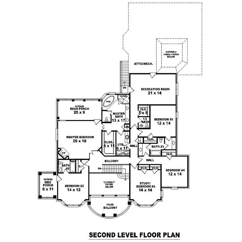 Floor Plan Second Story of Luxury Plan #170-1592