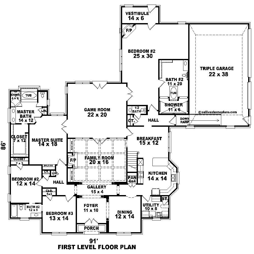 Floor Plan First Story of Country Plan #170-1593