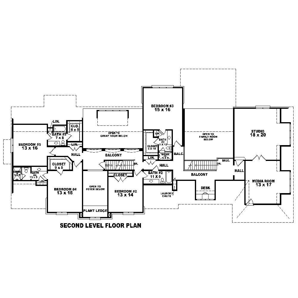 Floor Plan Second Story of Country Plan #170-1595