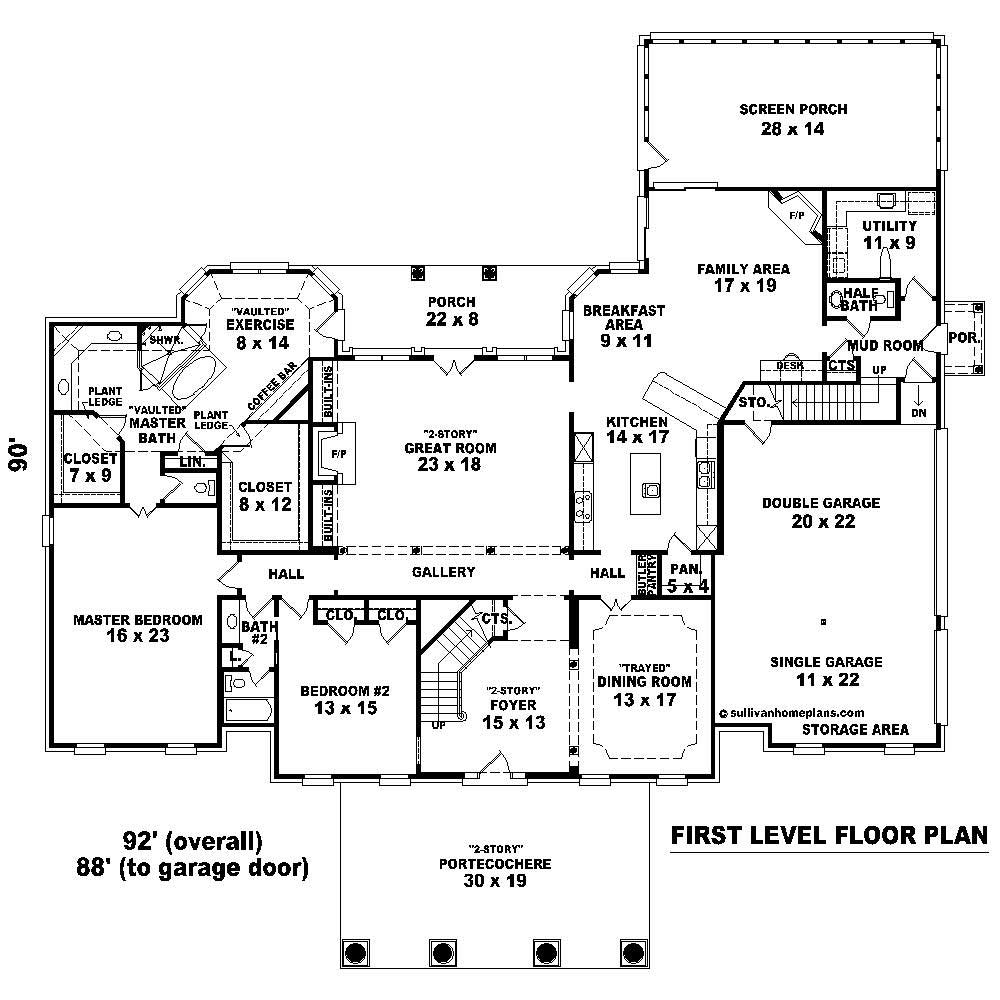 Floor Plan First Story of Luxury Plan #170-1596
