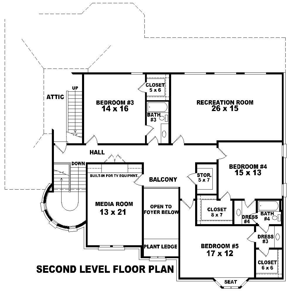 Floor Plan Second Story of Country Plan #170-1600