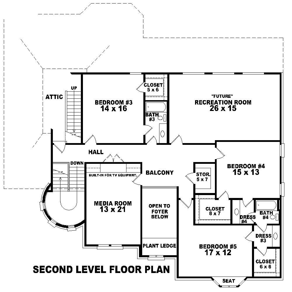 Floor Plan Second Story of Country Plan #170-1601