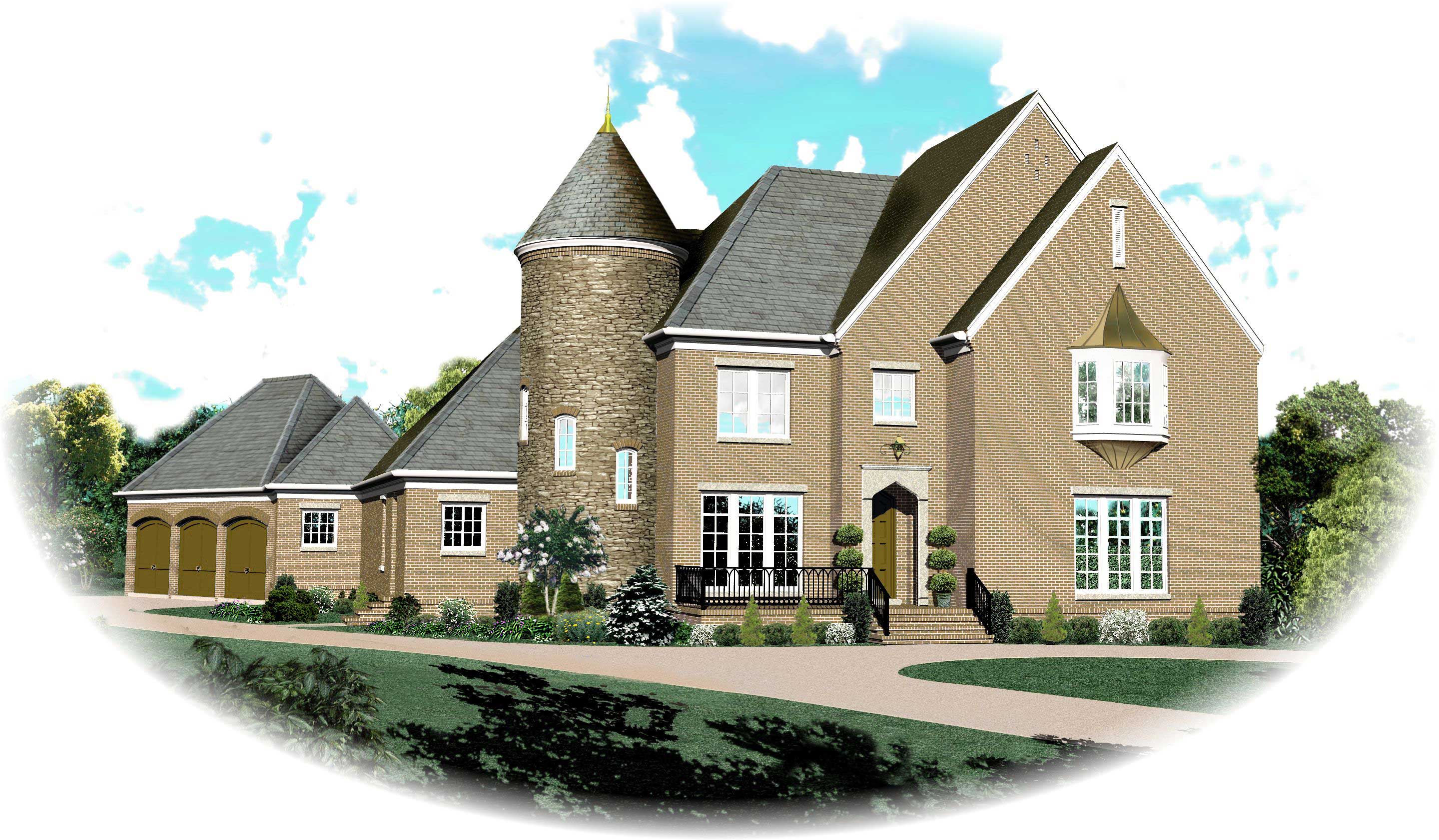 Front view of Country home (ThePlanCollection: House Plan #170-1601)