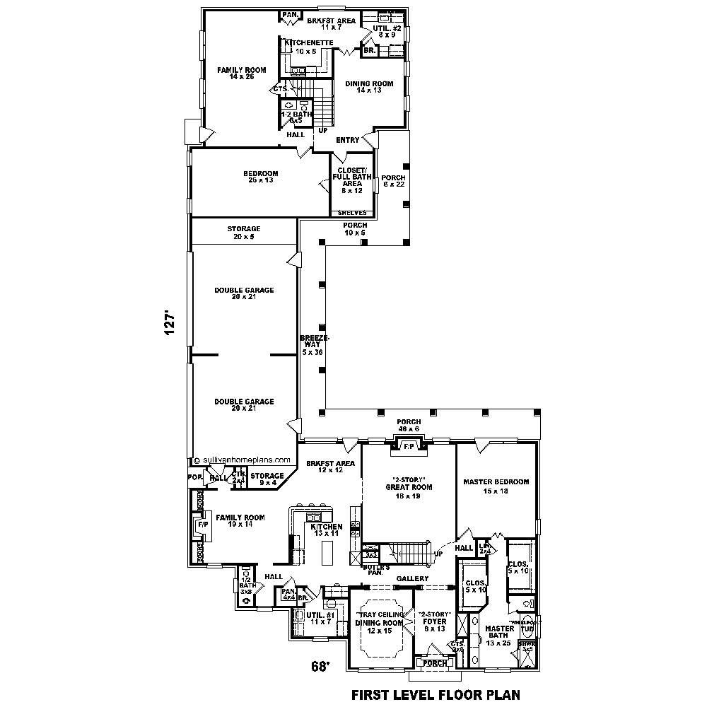 Floor Plan First Story of French Plan #170-1603