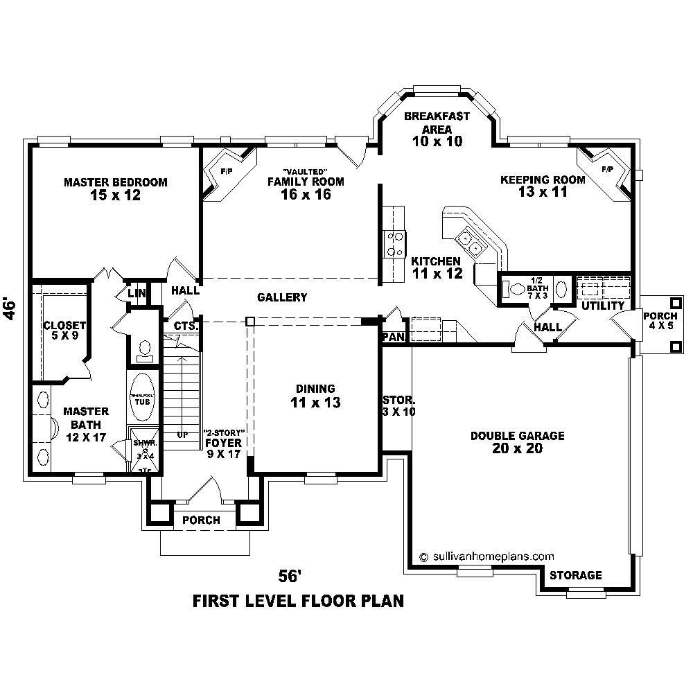 Floor Plan First Story of Traditional Plan #170-1605