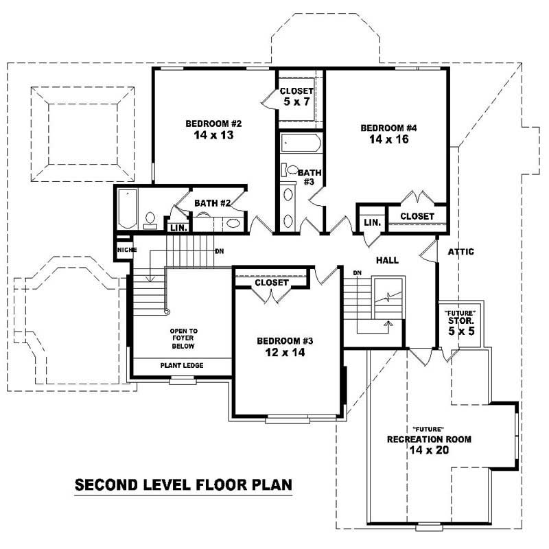 Floor Plan Second Story of Southern Plan #170-1606