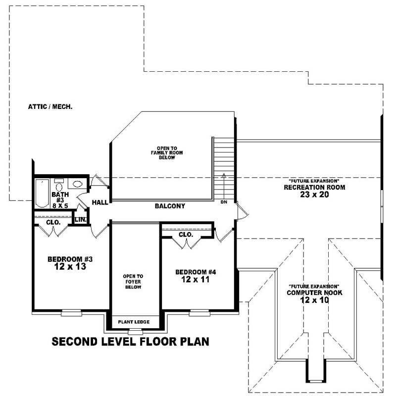 Floor Plan Second Story of Southern Plan #170-1609