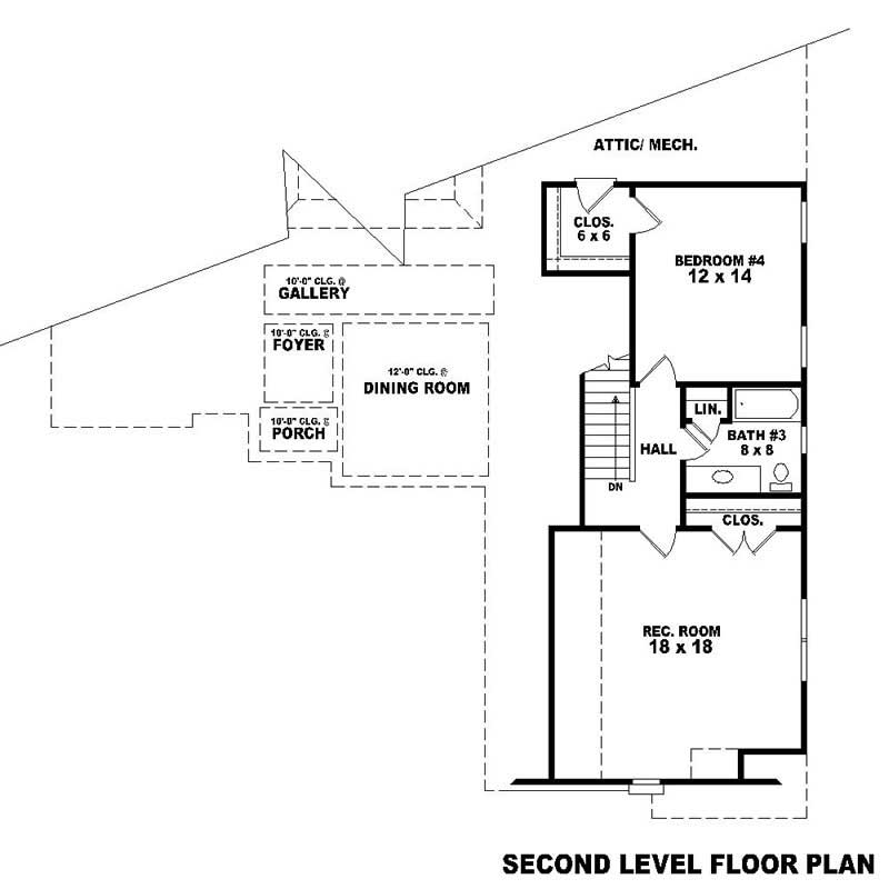 Floor Plan Second Story of Southern Plan #170-1611