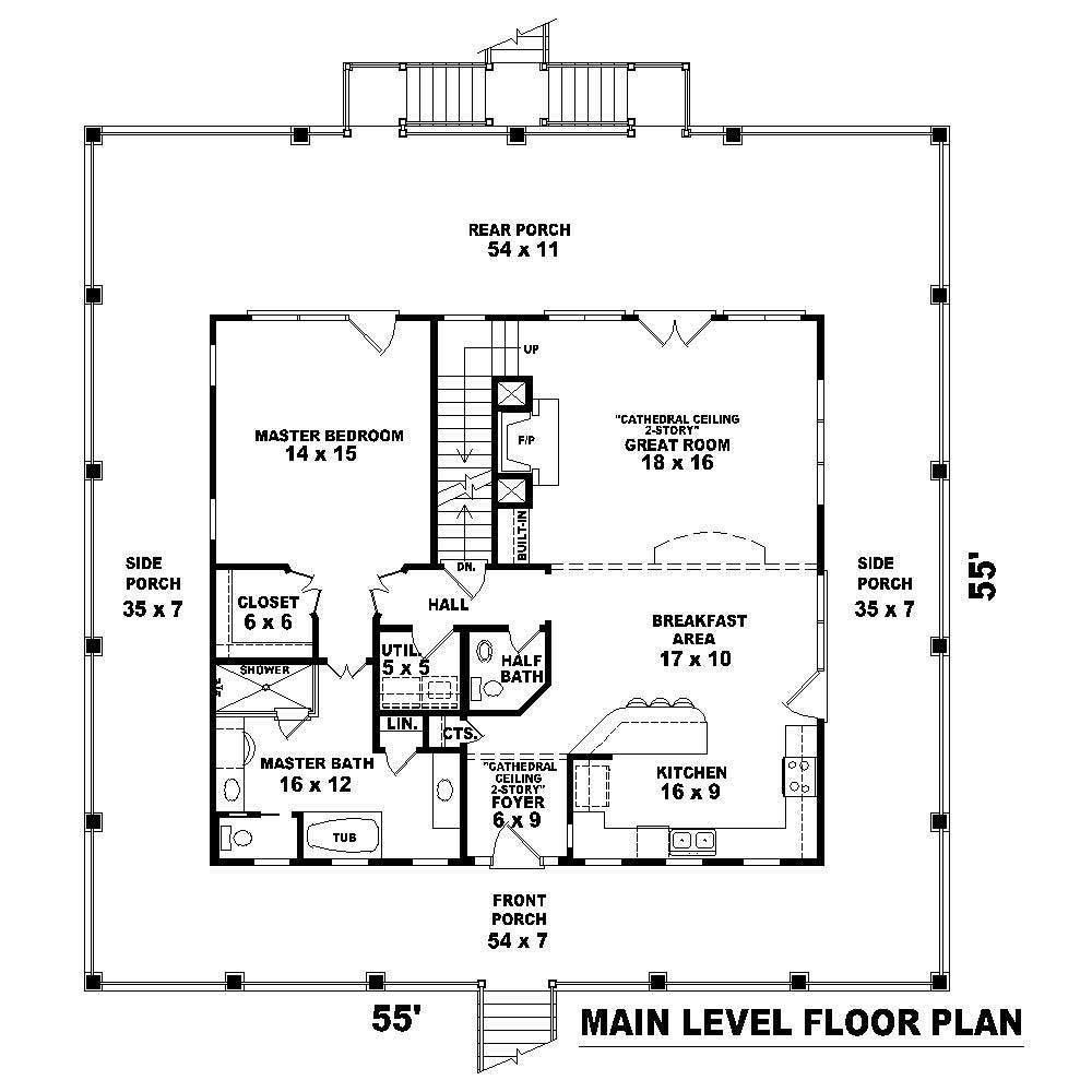 Floor Plan First Story of Country Plan #170-1612