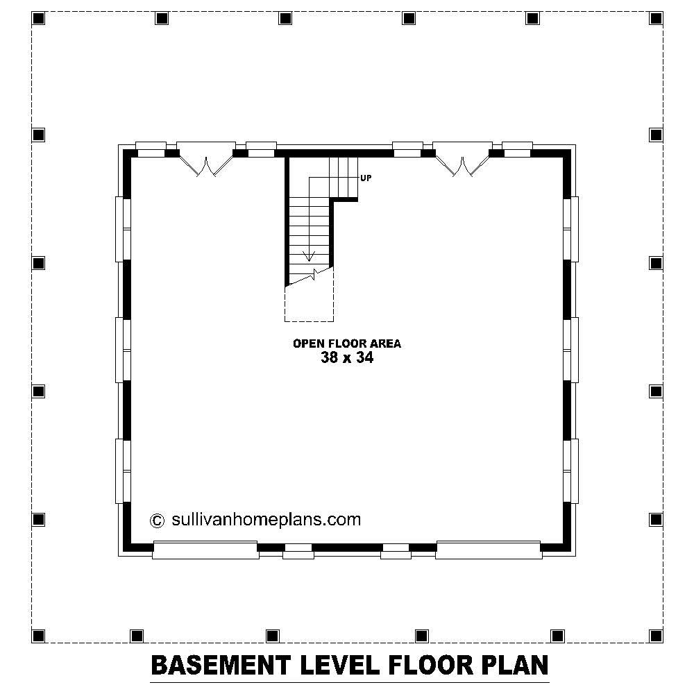 Floor Plan Basement of Country Plan #170-1612