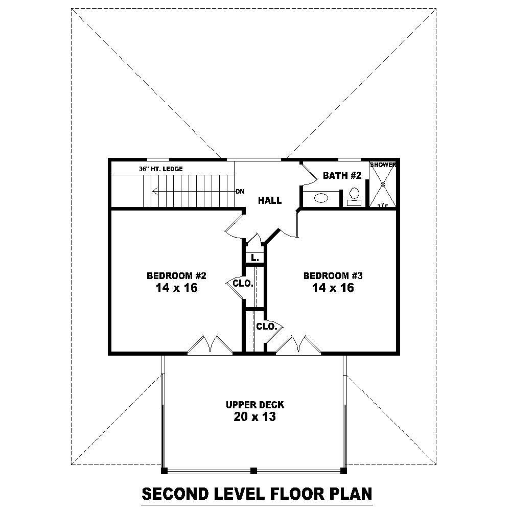 Floor Plan Second Story of Coastal Plan #170-1615
