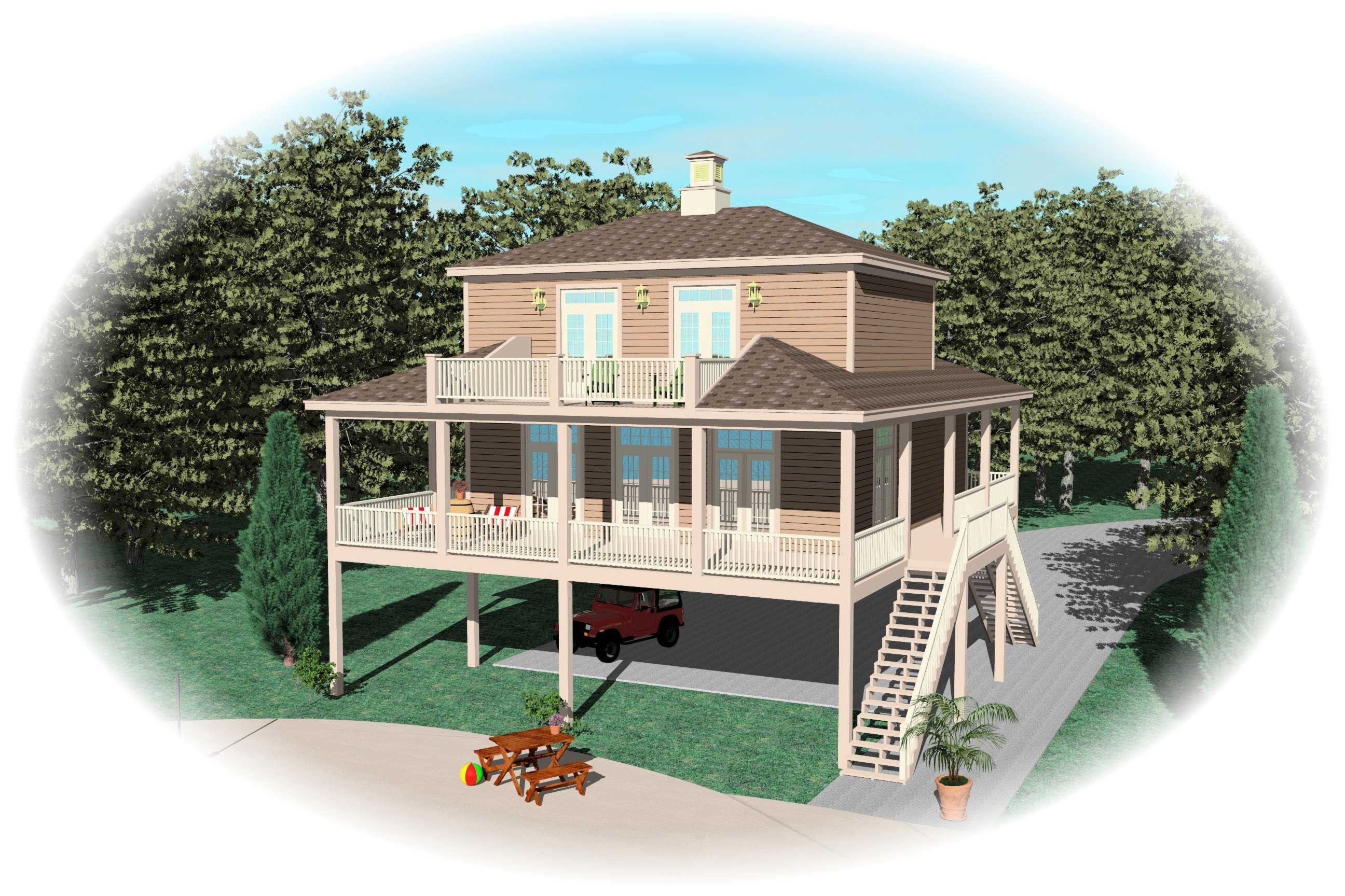 Front view of Coastal home (ThePlanCollection: House Plan #170-1615)